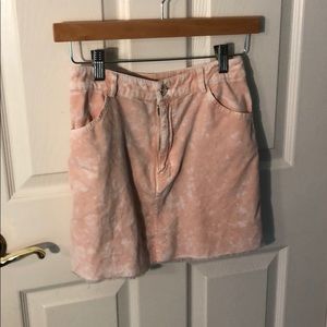 pink velvet skirt